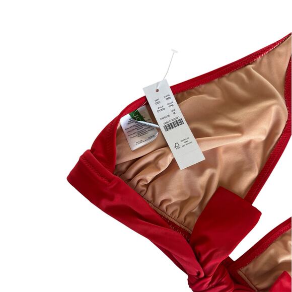 J.Crew Red Halter Tie-Back Bikini Top Women’s Swimwear Size Medium - Picture 5 of 7